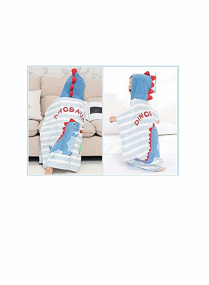 Kids Bath/Pool/Beach Hooded Poncho Towel-Cartoon Animal Pattern Cotton Beach Towel for Baby and Kids (Dinosaur) - Image 3